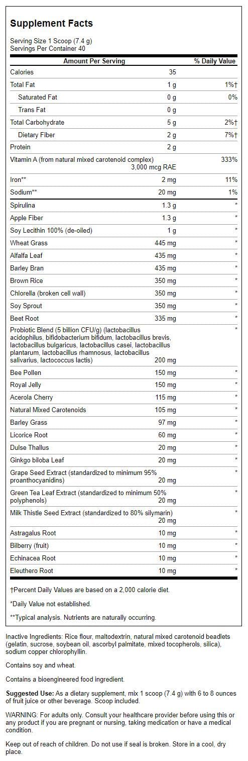 Swanson Green MAX Powder scoop leveled for easy serving and consistent dosing