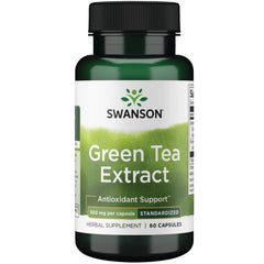 Swanson Green Tea Extract 500 mg bottle highlighting antioxidant support for daily wellness.