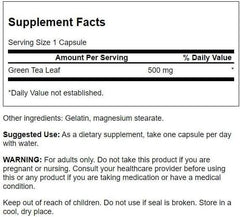 Swanson Green Tea Extract bottle and label highlighting natural polyphenols for vitality.