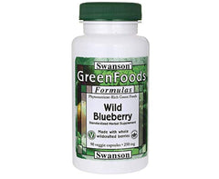 Swanson GRN Wild Blueberry bottle with 90 vegan capsules for daily antioxidant intake.