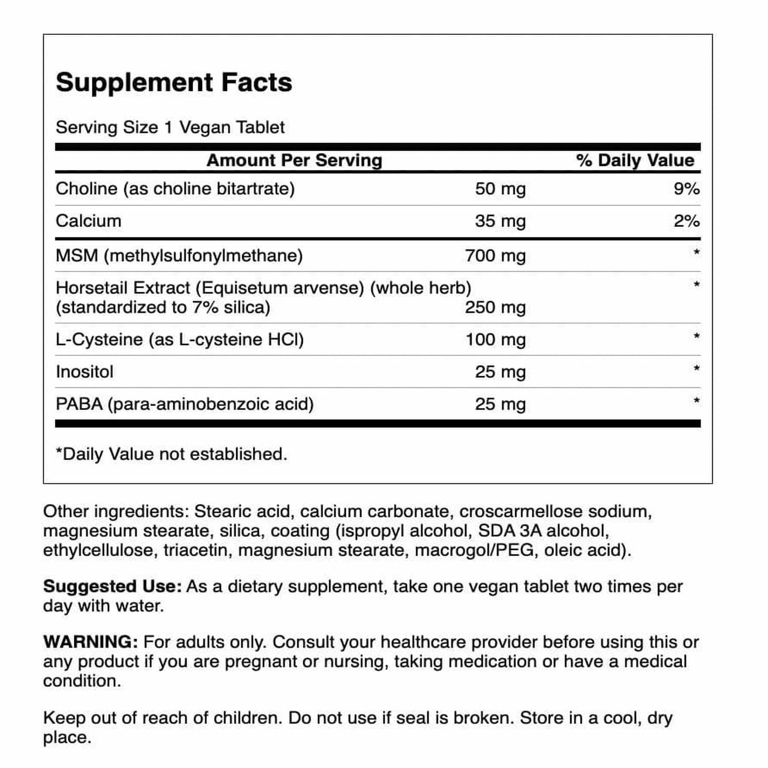Swanson Hair Skin Nails tablets closeup, easy-to-take capsules for daily use