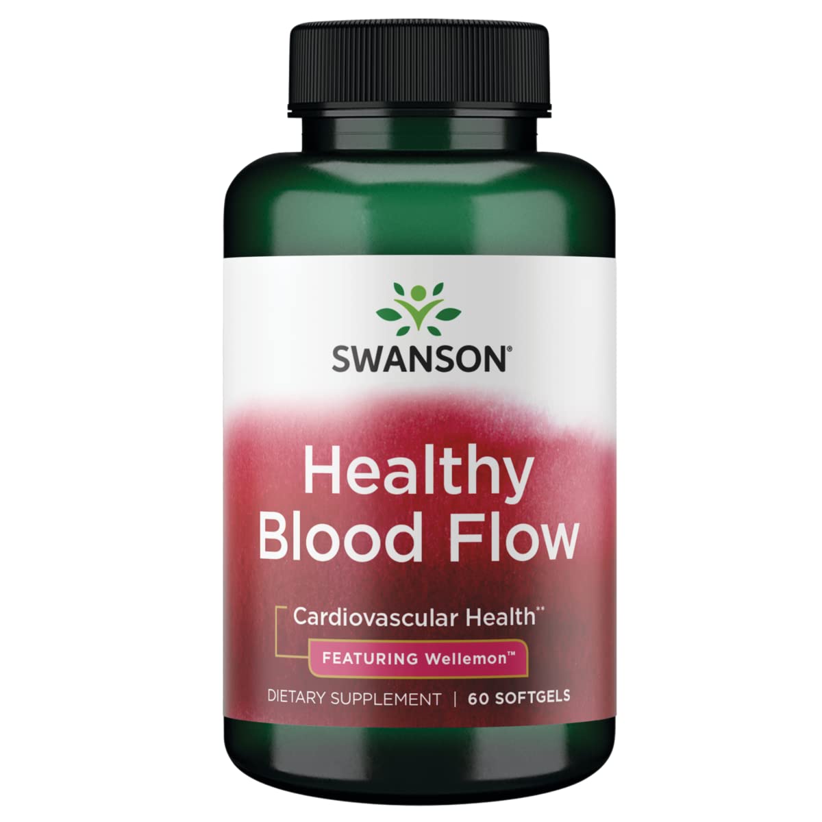 Swanson Healthy Blood Flow 60 SGELS bottle aiding daily circulation.