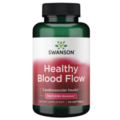Swanson Healthy Blood Flow 60 SGELS bottle aiding daily circulation.