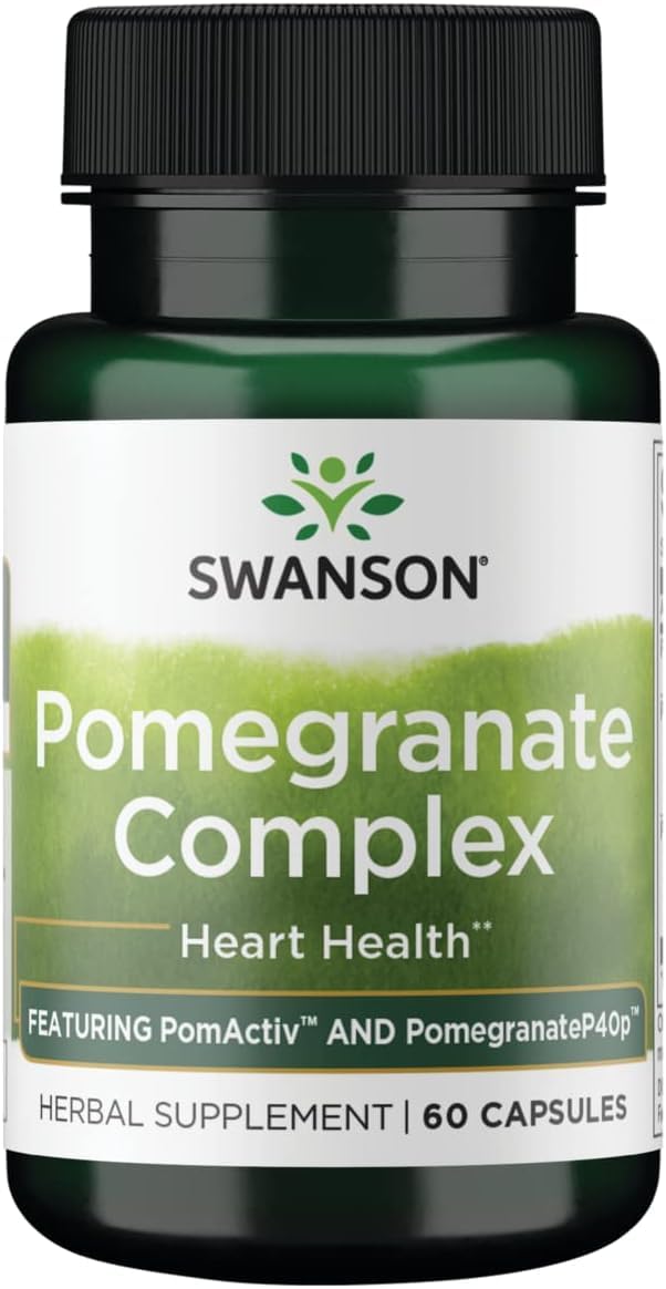 Swanson Herb Pomegranate Complex 60 caps bottle front highlights antioxidant support.