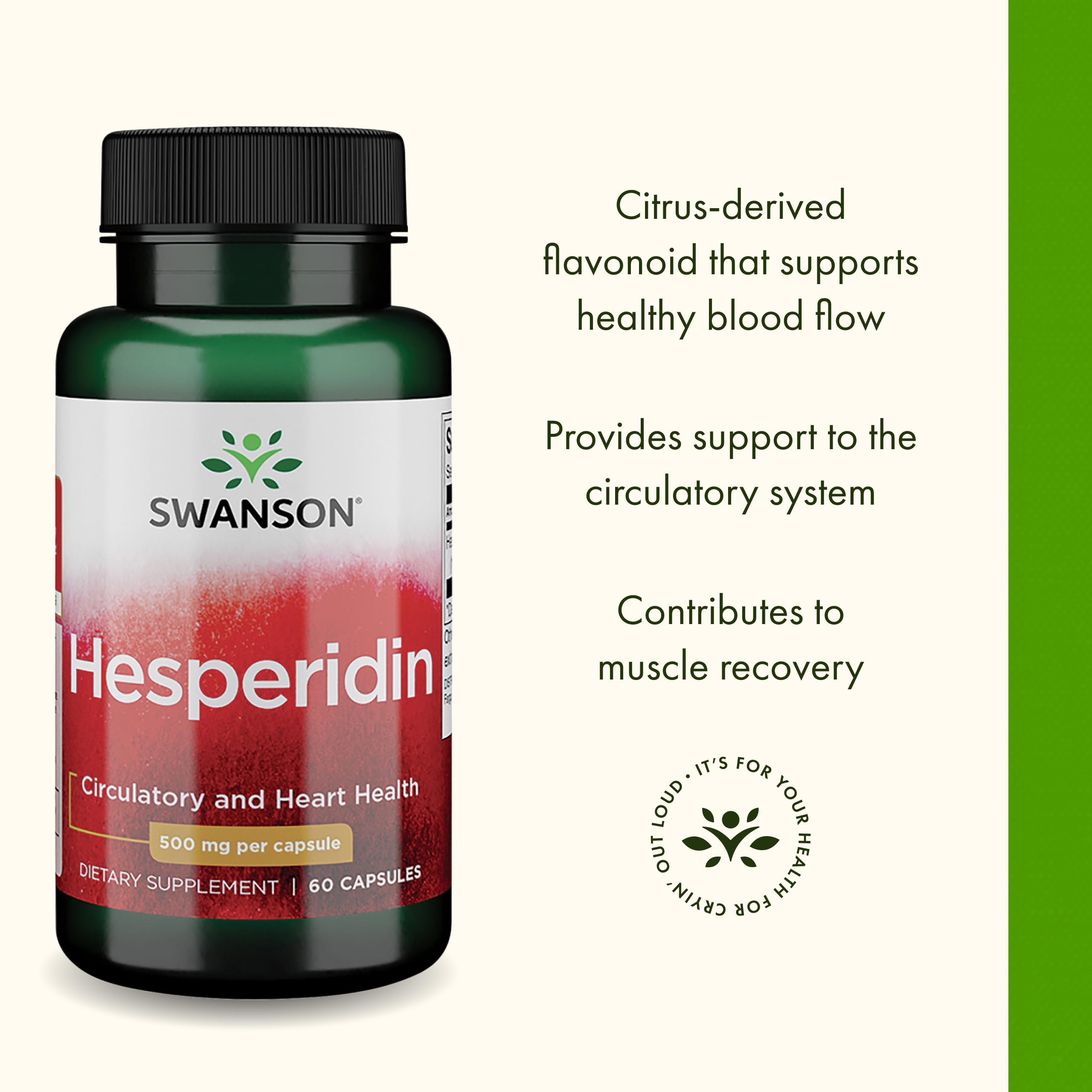 Swanson Hesperidin label detail emphasizing quality ingredients.