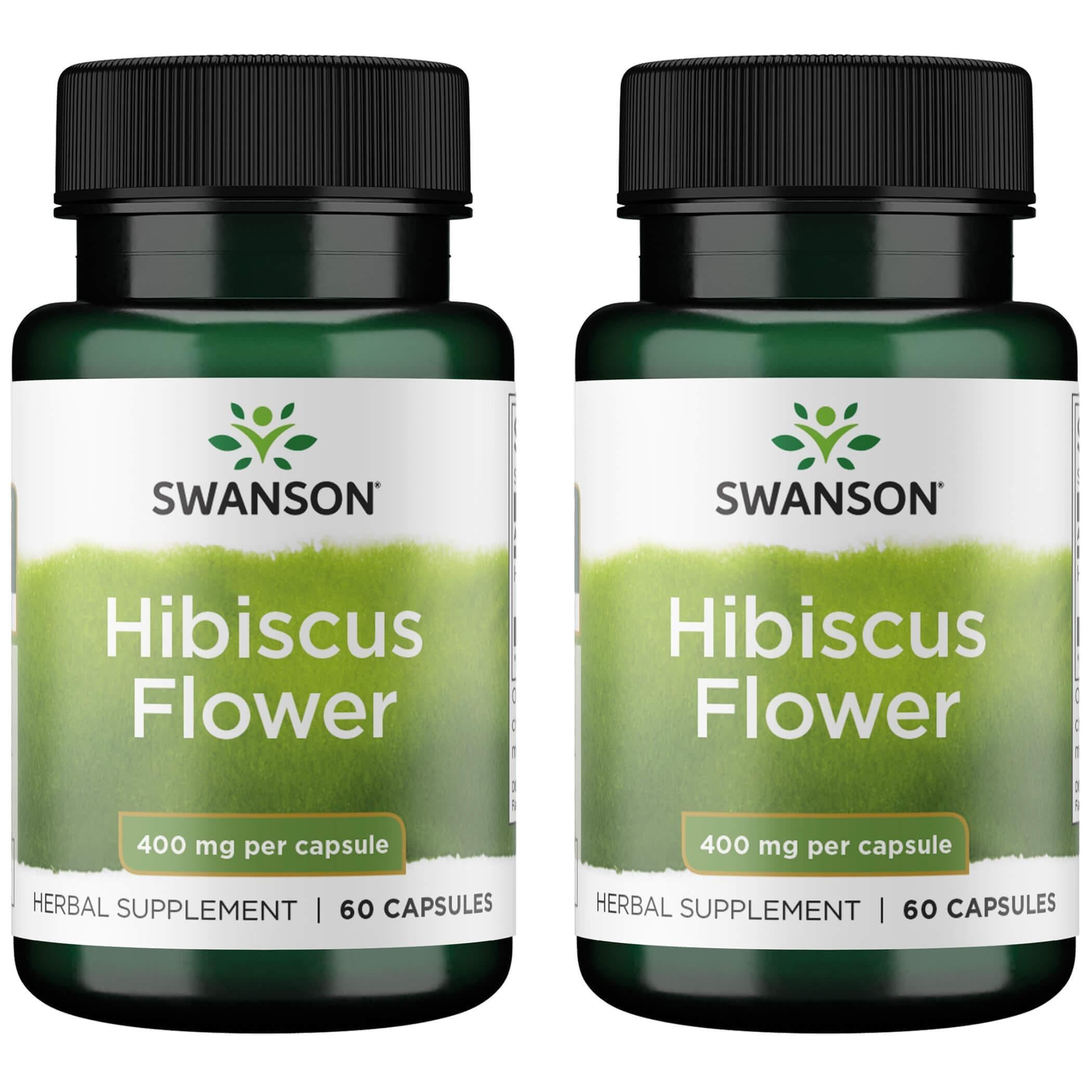 Swanson Hibiscus Full-Spectrum bottle image showing easy-to-swallow capsules for daily herbal support