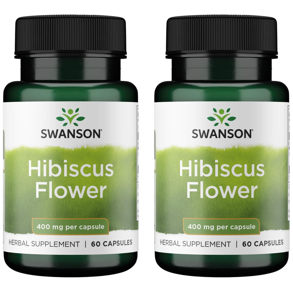 Swanson Hibiscus Full-Spectrum bottle image showing easy-to-swallow capsules for daily herbal support