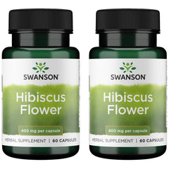 Swanson Hibiscus Full-Spectrum bottle image showing easy-to-swallow capsules for daily herbal support