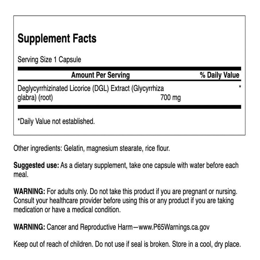 Swanson High Potency DGL bottle label showing quality and potency