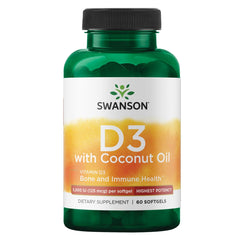 Swanson high potency vitamin d-3 with coconut bottle promoting bone health