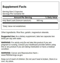 Swanson Holy Basil Leaf capsules closeup showing easy-to-take capsules for calm.
