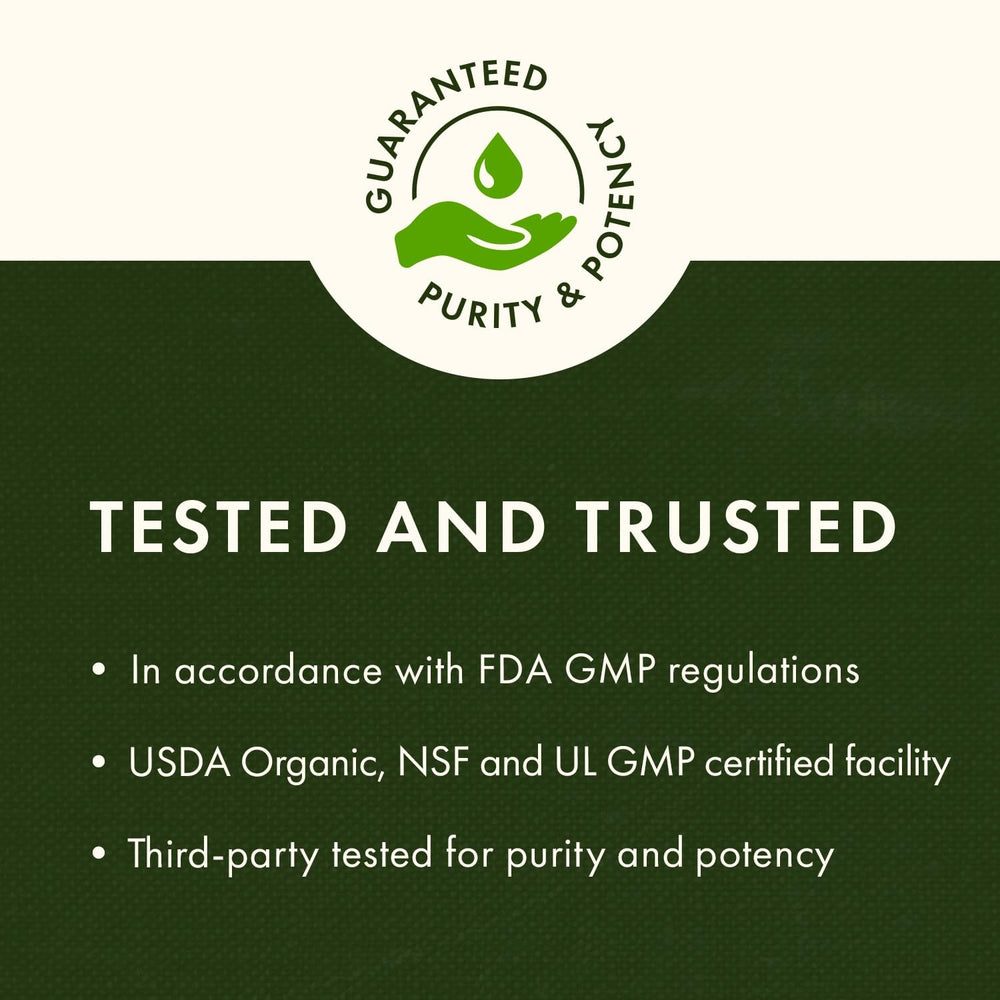 Swanson Holy Basil Leaf label detail highlighting purity and quality.