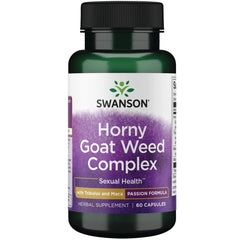 Swanson Horny Goat Weed Complex bottle of capsules with packaging and labeling