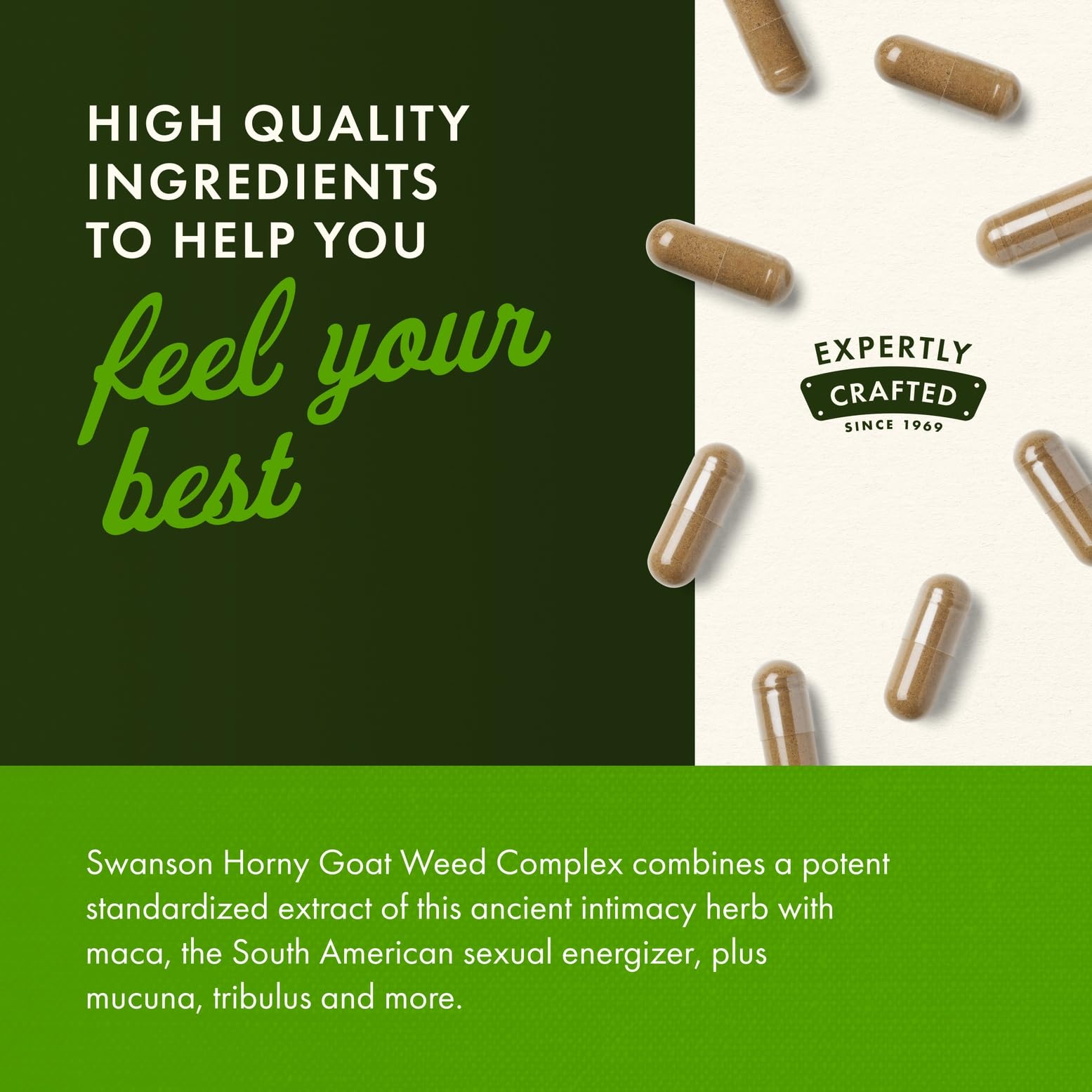 Swanson Horny Goat Weed Complex daily use visual suggesting simple routine