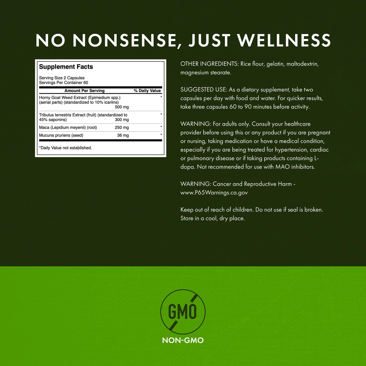 Swanson Horny Goat Weed Complex label detail emphasizing GMP heritage and quality