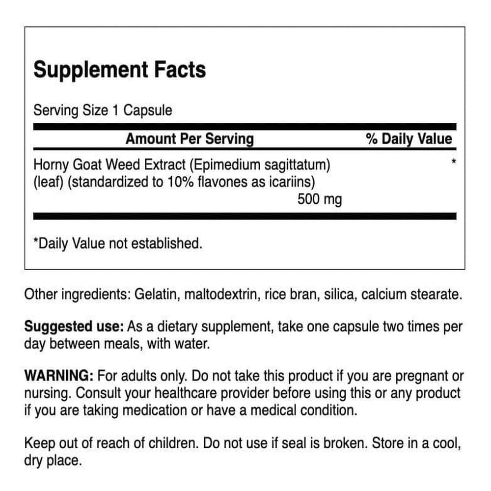 Swanson Horny Goat Weed Extract capsules standardized for icariins in daily use