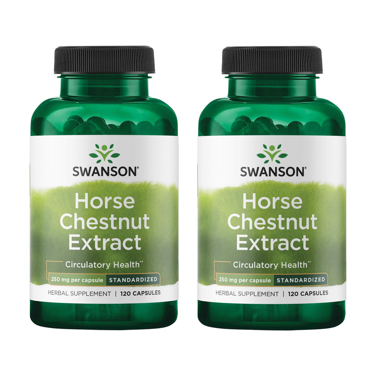Swanson Horse Chestnut bottle label close-up highlighting standardized aescin content