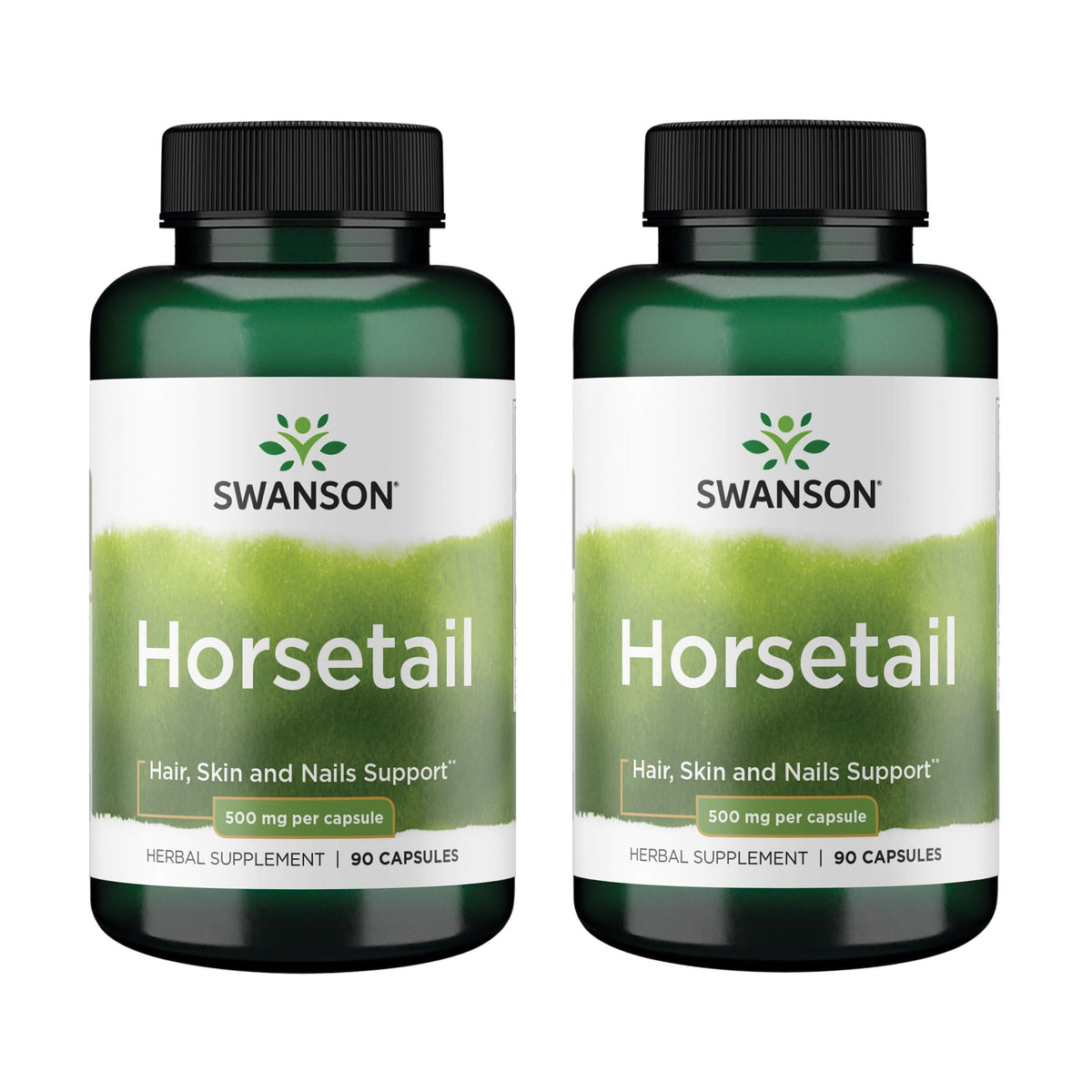 Swanson Horsetail bottle front showing hair, skin and nails support.