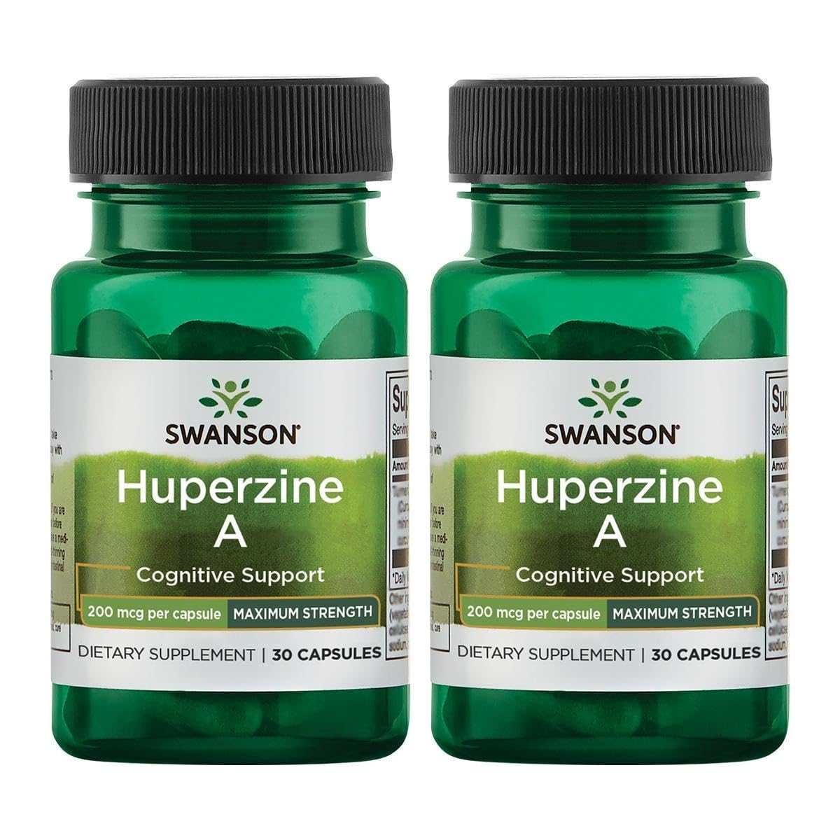 Swanson Huperzine A 200 mcg bottle with 30 capsules, ready for daily cognitive support.