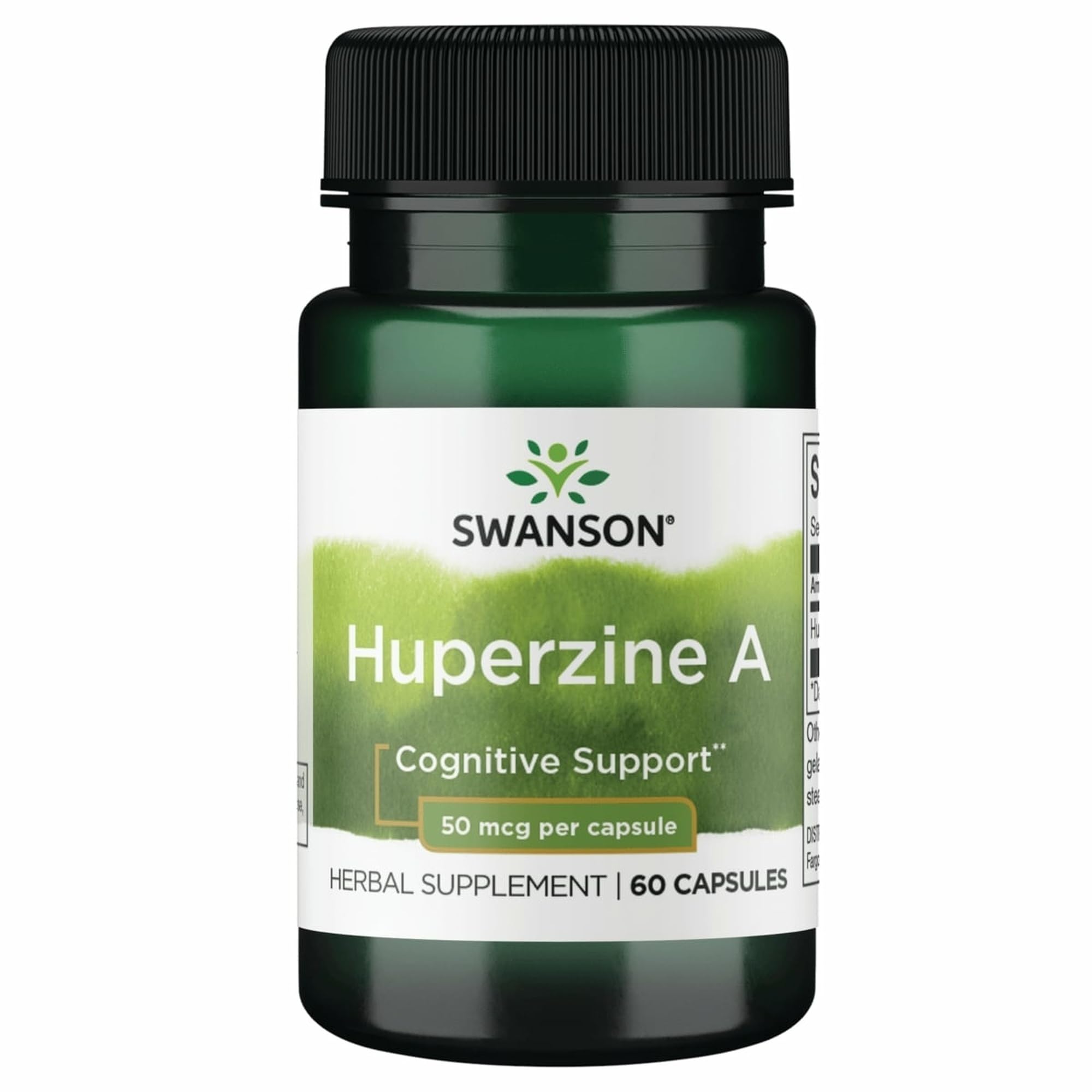 Swanson Huperzine A bottle promotes cognitive support.