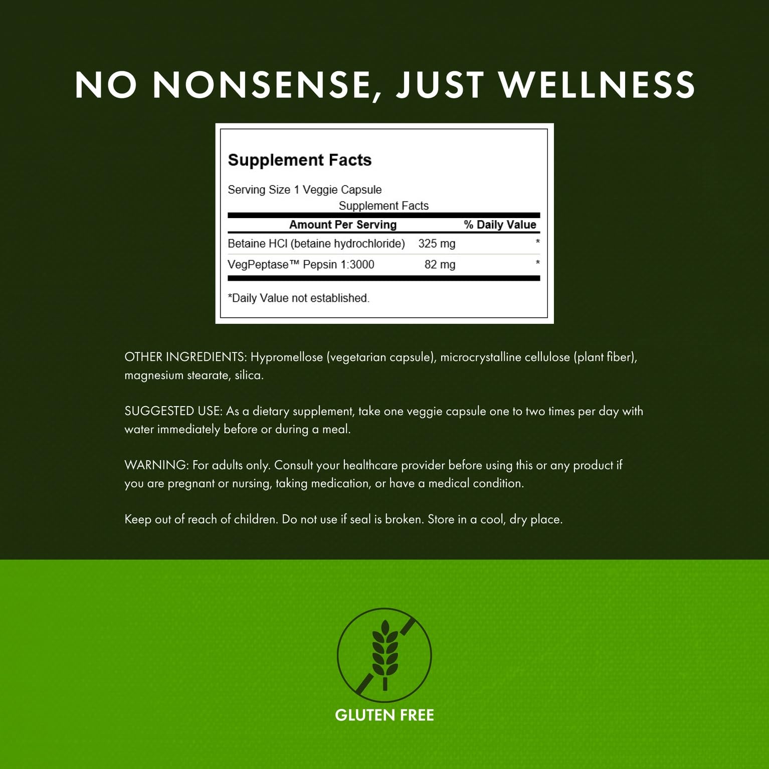 Back label details Swanson product ingredients and usage guidance