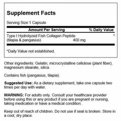 Swanson hydrolyzed fish collagen capsules closeup, easy-to-swallow daily supplement