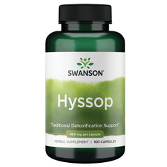 Swanson Hyssop 450 mg bottle front highlights dosage and herbal foundation.