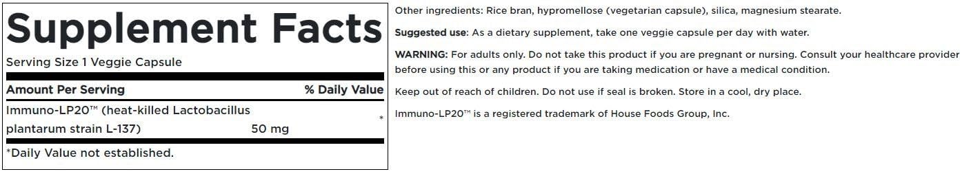 Swanson Immunobiotic Immuno-Lp20 bottle pour — convenient daily dose for gut balance