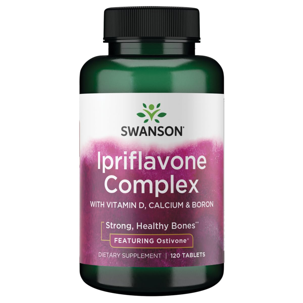Swanson Ipriflavone Complex bottle with Ostivone tablets for bone health support