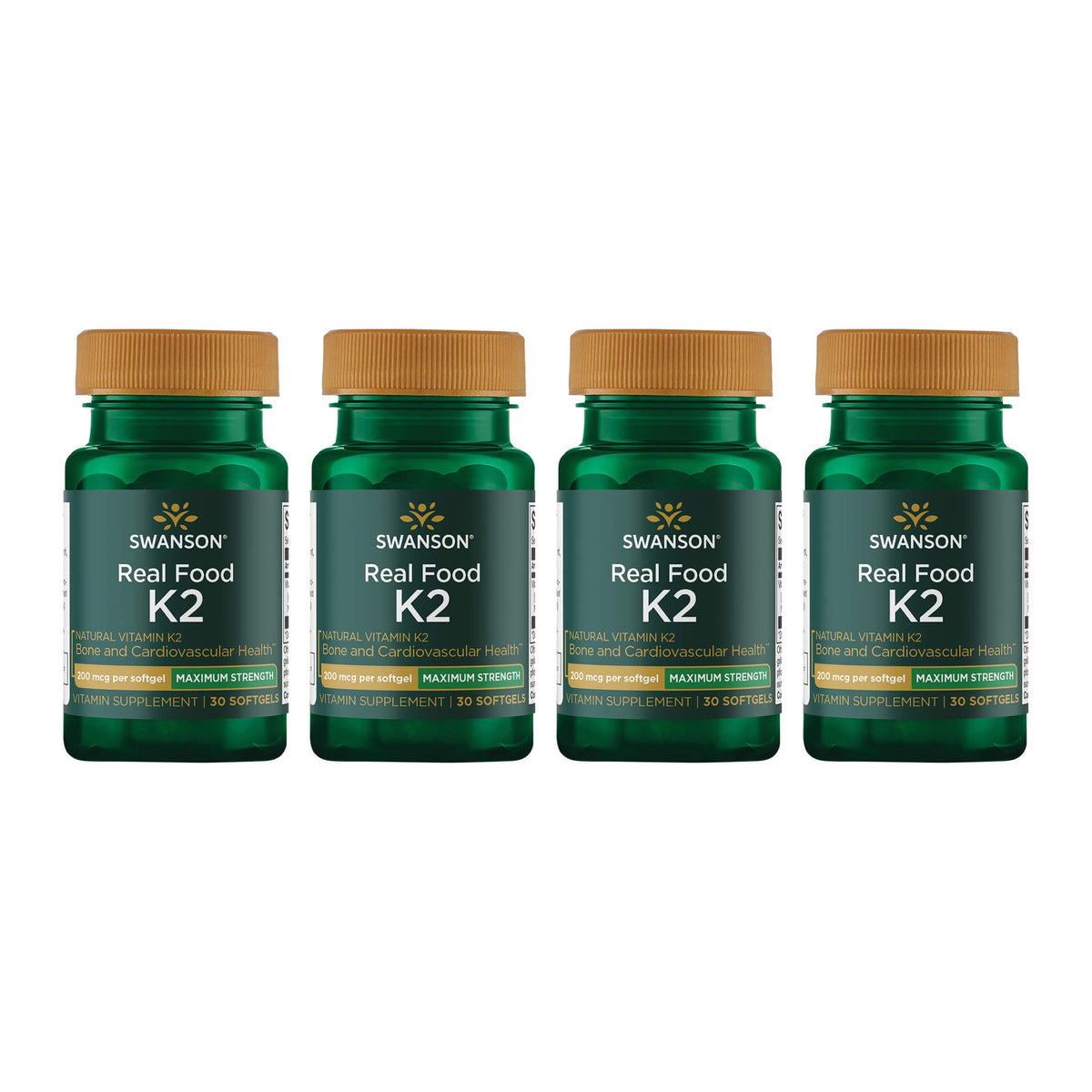 Swanson Vitamin K2 Menaquinone-7 softgel bottle with 30-count for daily support.