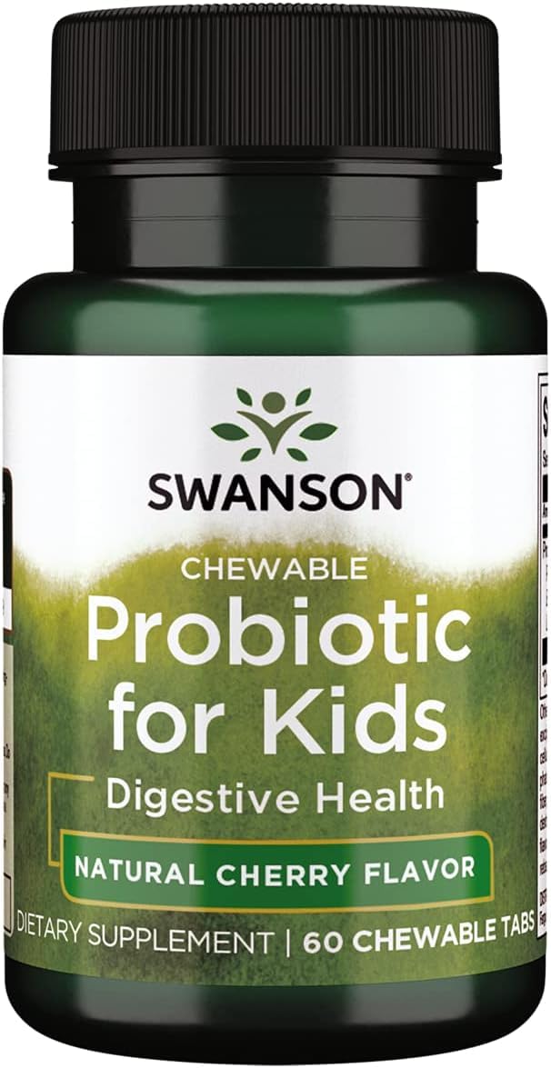 Swanson Kids Probiotic Natural Cherry bottle supports digestive balance for children