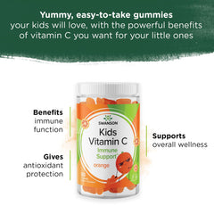 Swanson Kids Vitamin C Gummies close-up of orange chews, tasty flavor for daily dosing