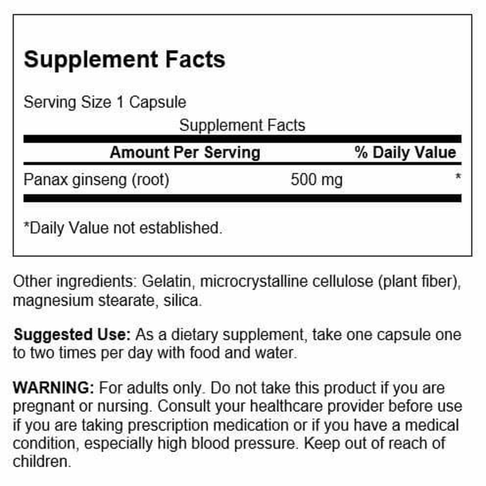Swanson Korean Ginseng 500mg capsules close-up highlighting convenient daily supplement