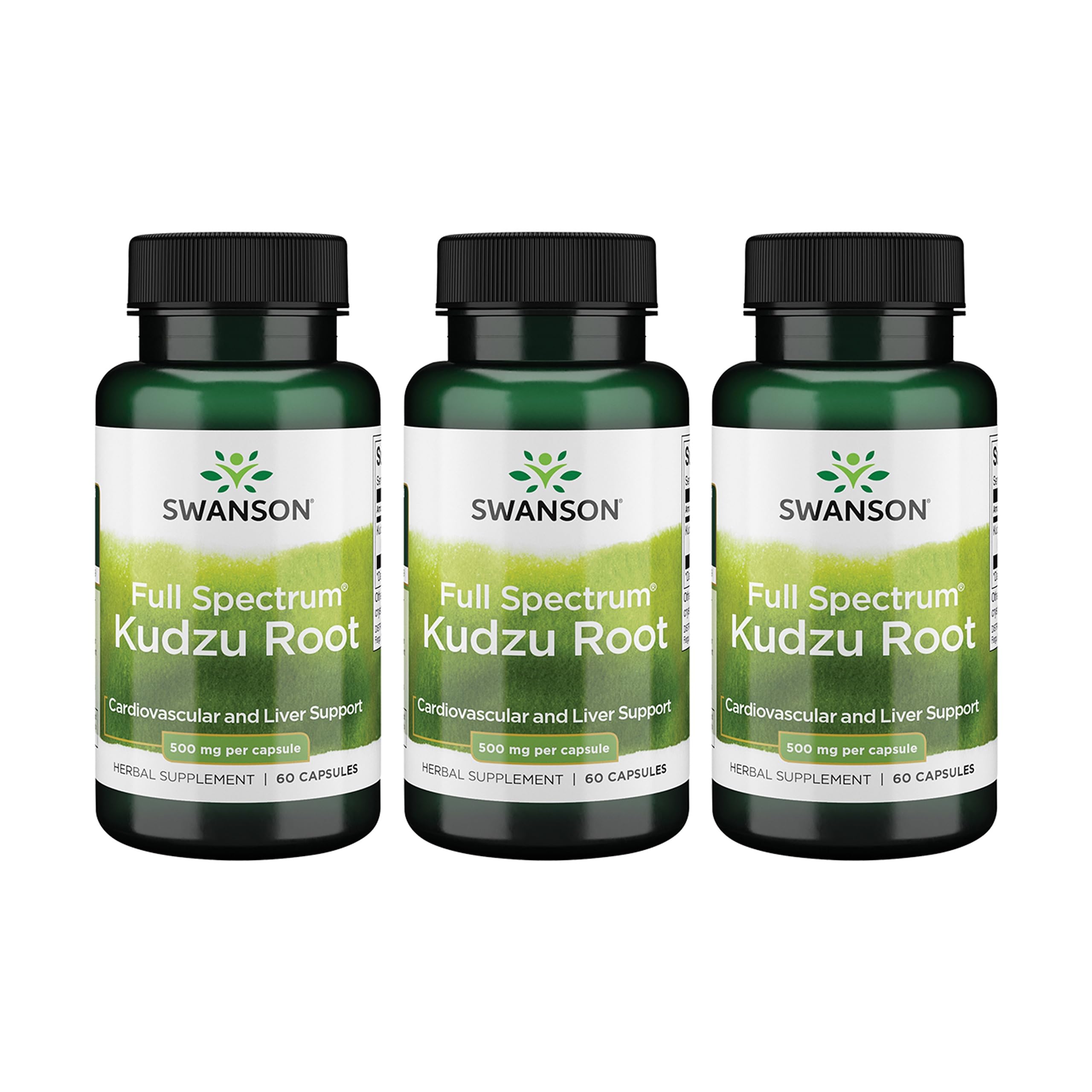 Swanson Kudzu Root bottle promoting daily wellness with potential cardiovascular balance.