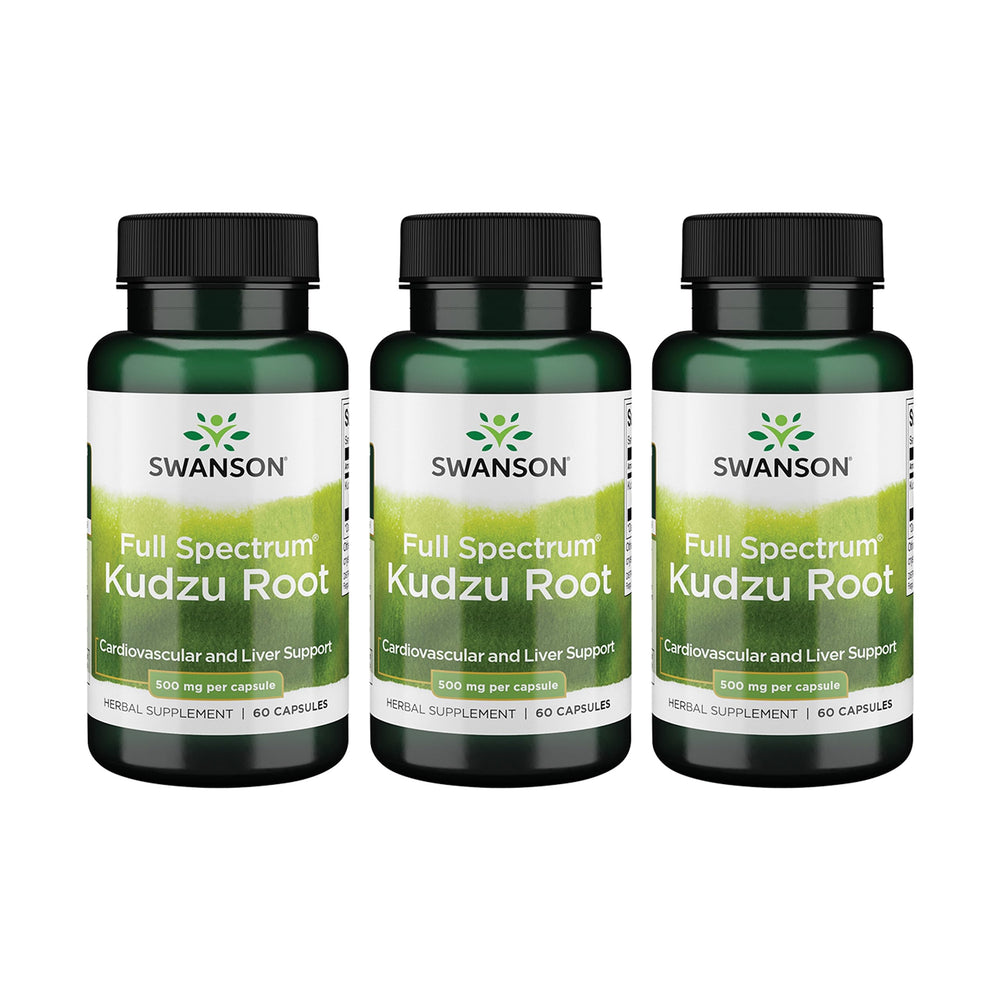 Swanson Kudzu Root bottle promoting daily wellness with potential cardiovascular balance.