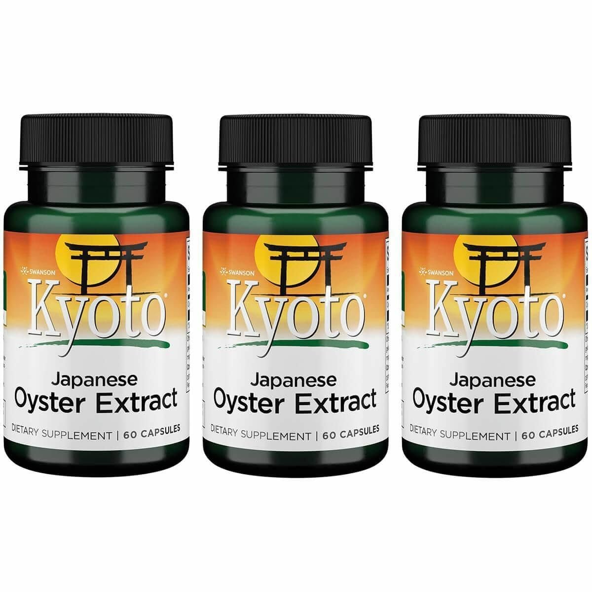 Swanson Kyoto Oyster Extract bottle close-up with capsules for daily wellness.