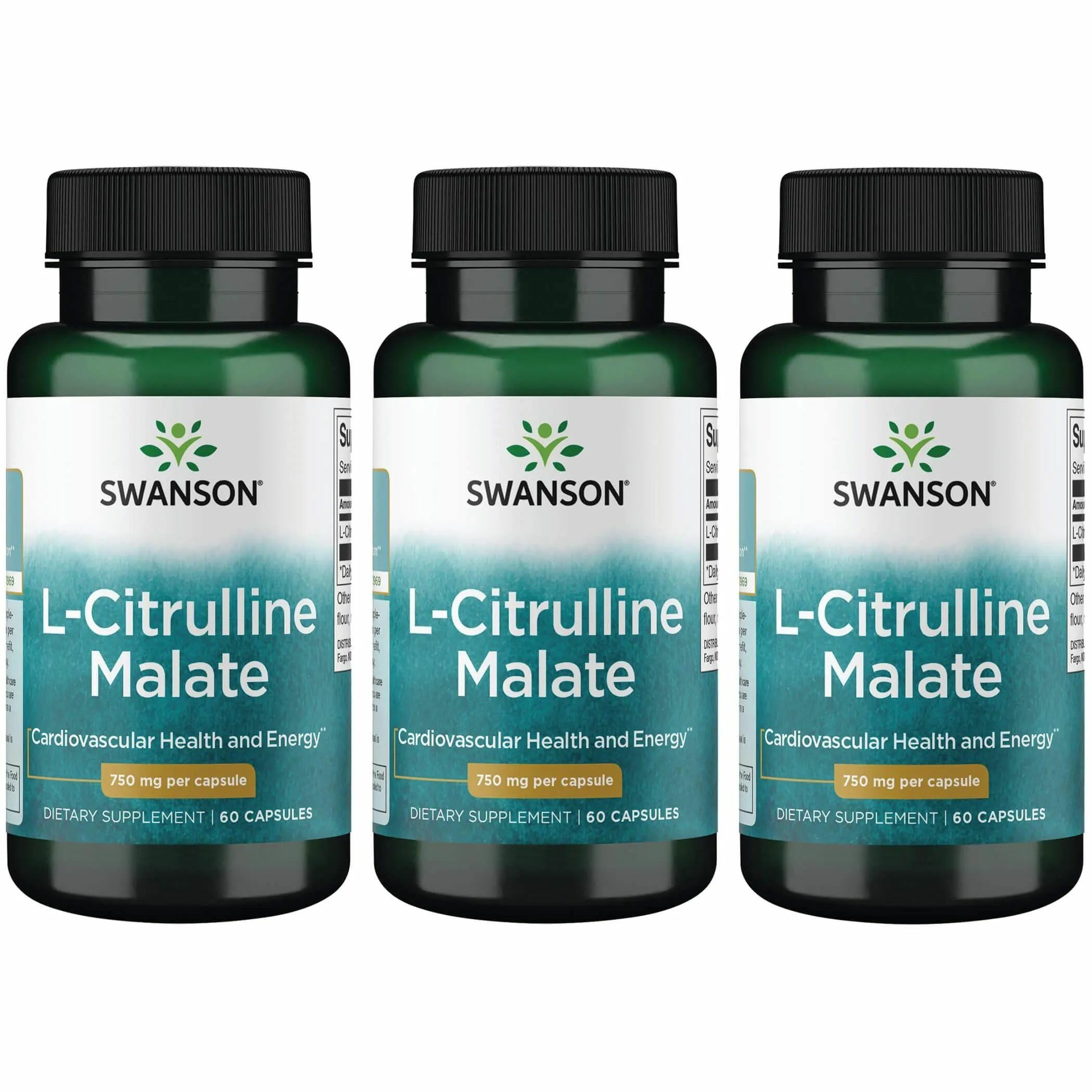 Swanson L-Citrulline Malate bottle front with clear branding for energy support