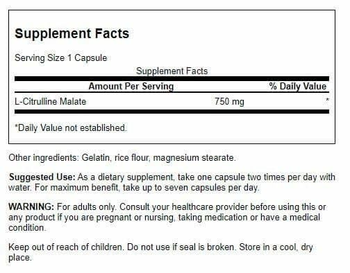 Swanson L-Citrulline Malate capsules closeup highlighting easy-to-swallow daily capsules
