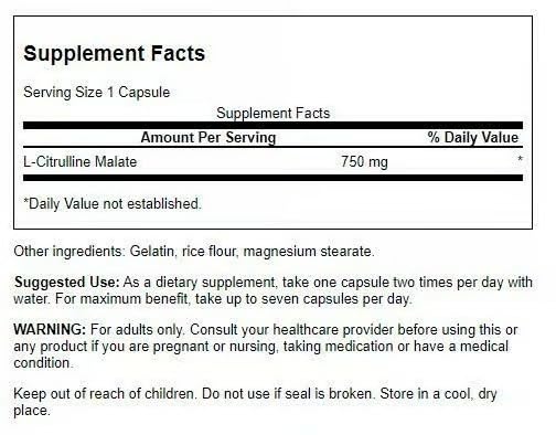 Swanson L-Citrulline Malate capsules ready for convenient amino acid intake