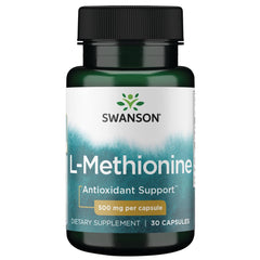 Swanson L-Methionine capsules close-up for essential amino acid support in daily use