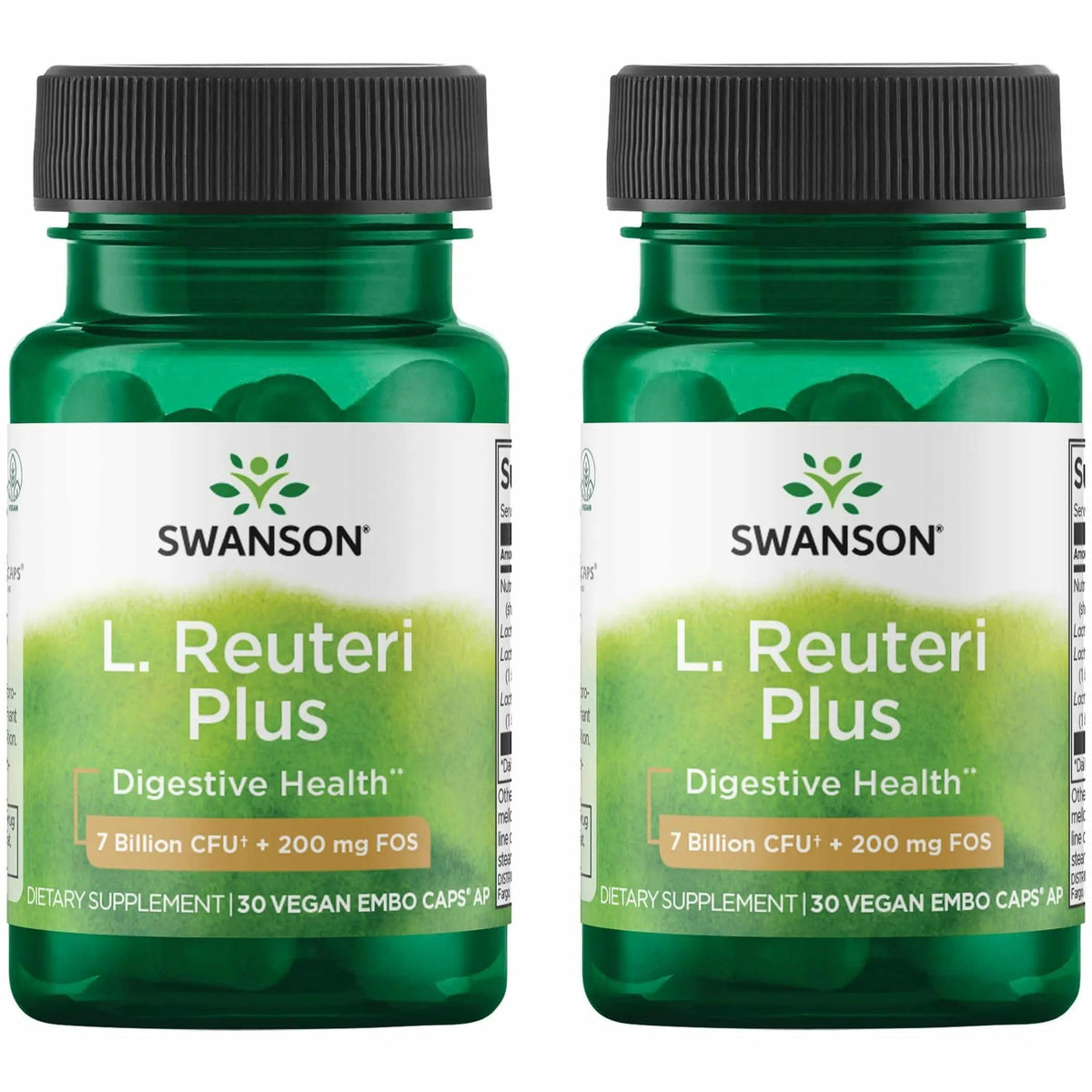 Swanson L. Reuteri Probiotic Plus bottle showing 7B CFU per capsule for gut support