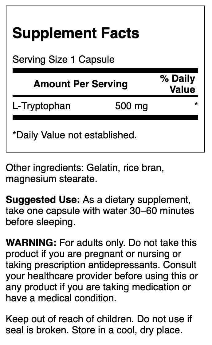 Swanson L-Tryptophan bottle in a calming night routine setting