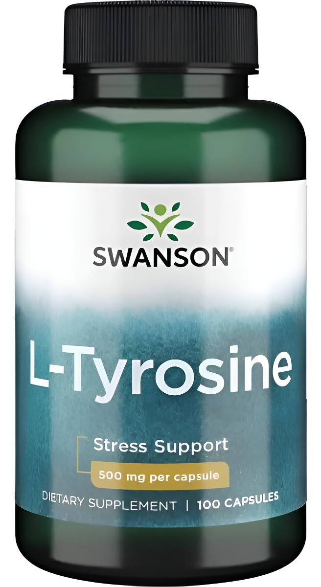 Swanson L-Tyrosine bottle for daily brain support and focus.