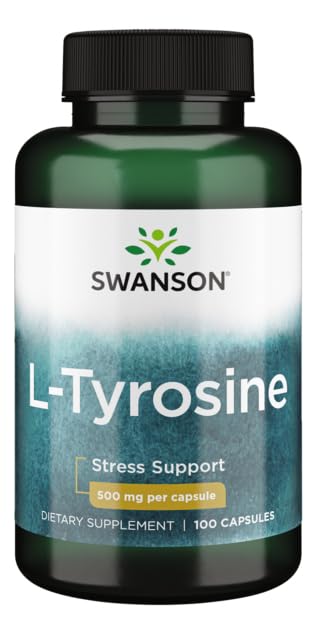 Swanson L-Tyrosine capsules promote cognitive clarity and stress balance.