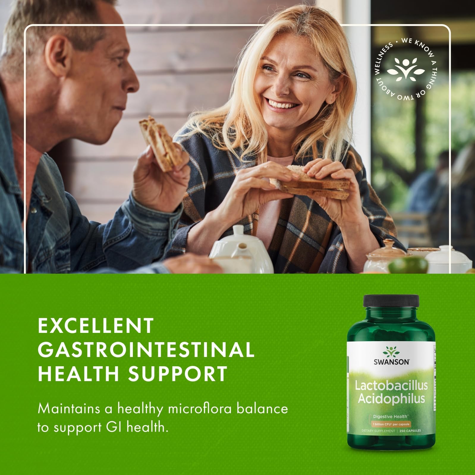Swanson Lactobacillus Acidophilus open bottle reveals neatly packed capsules