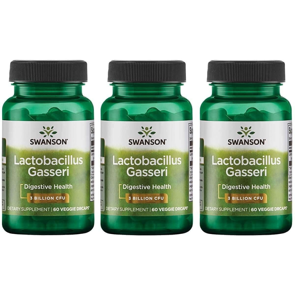 Swanson Lactobacillus Gasseri bottle front shows 3 billion CFU for gut balance