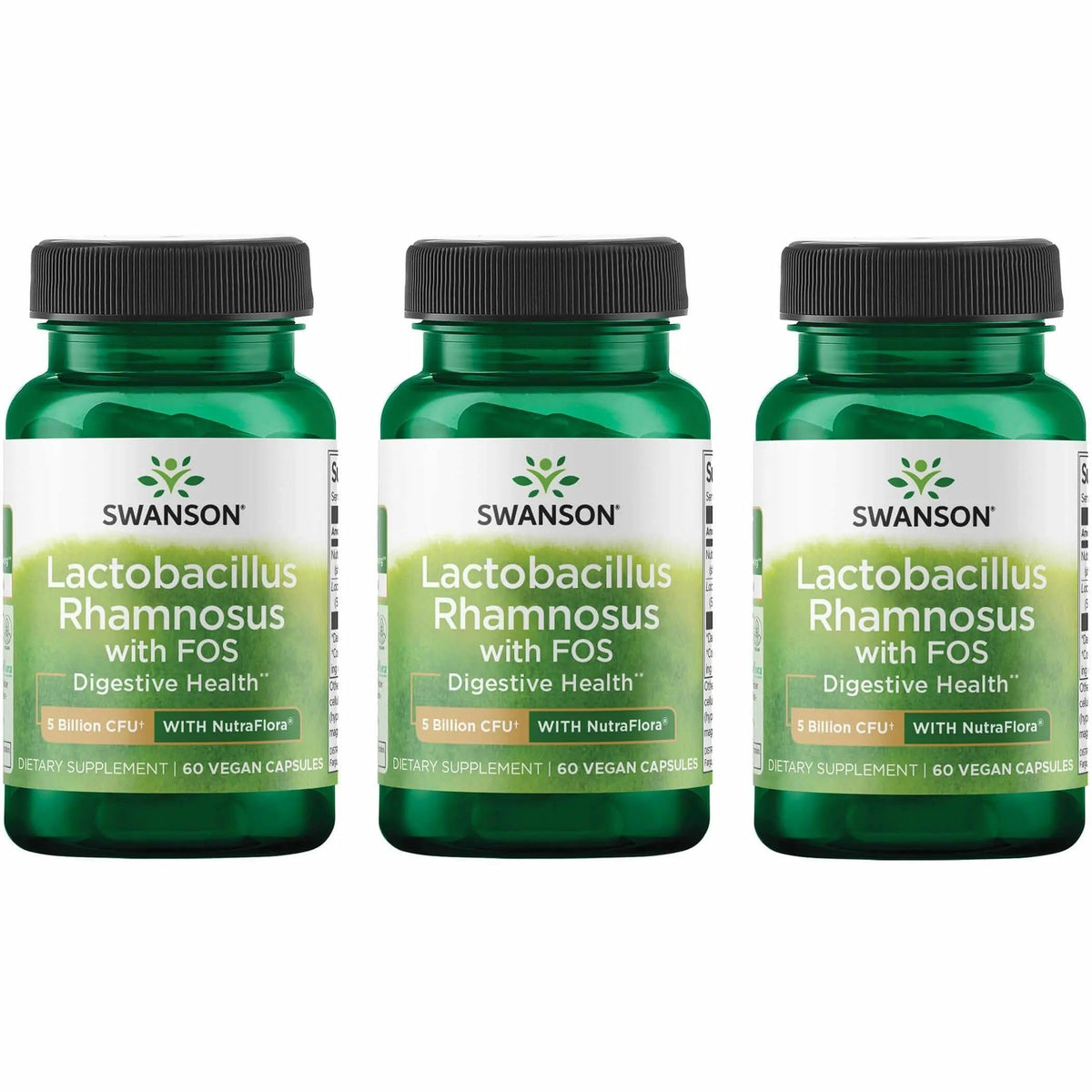 Swanson Lactobacillus Rhamnosus with FOS bottle — supports gut balance and travel-friendly probiotic routine.
