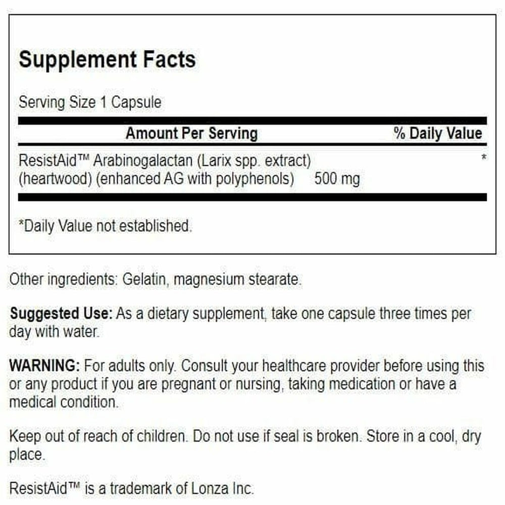 Close-up of Swanson Larch Arabinogalactan capsules for easy daily intake