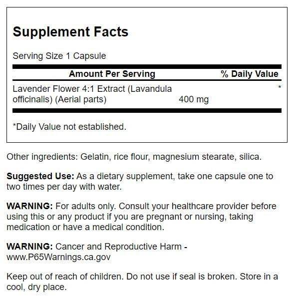 Swanson Lavender Flower capsules pack for daily mood balance
