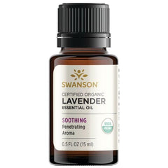 Swanson Lavender essential oil in diffuser-ready scene for room fragrance.